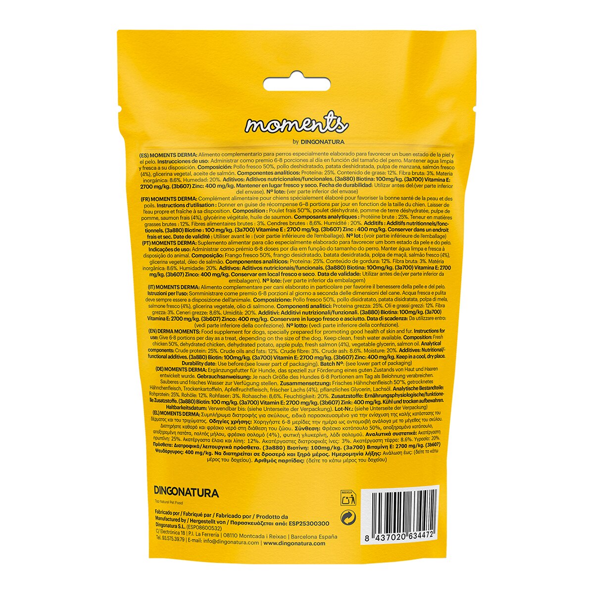 Snack para perros Moments Derma pollo 150 g 2