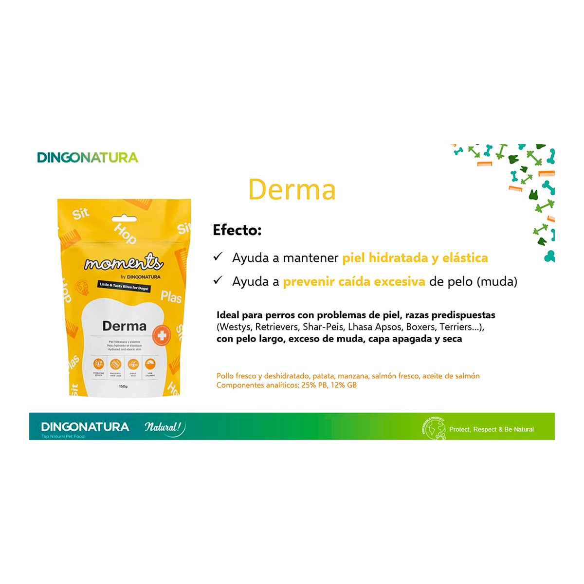 Snack para perros Moments Derma pollo 150 g 4