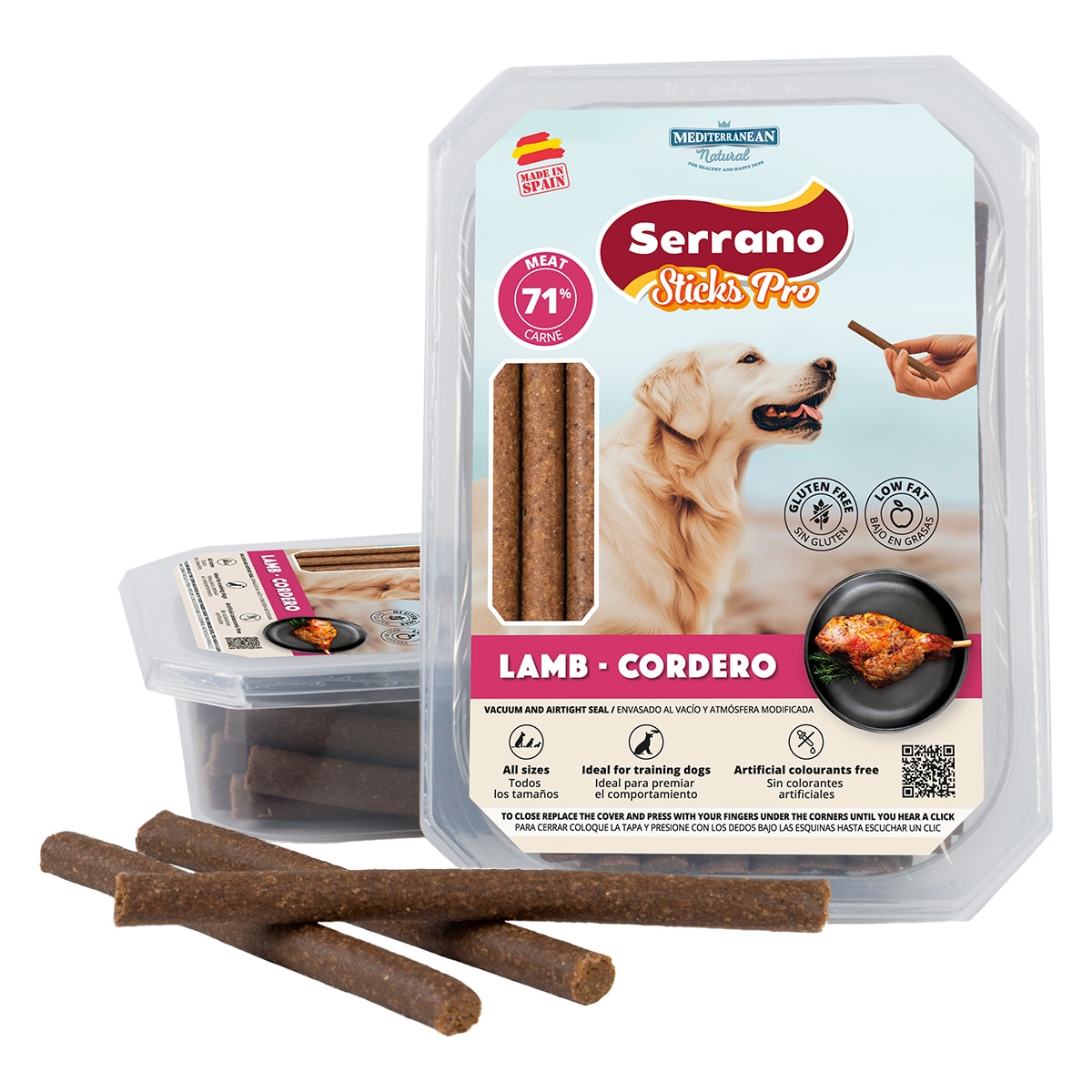 Mediterranean Natural - Snack para perros adultos Mediterranean Natural Ibéricas sticks cordero 350 g