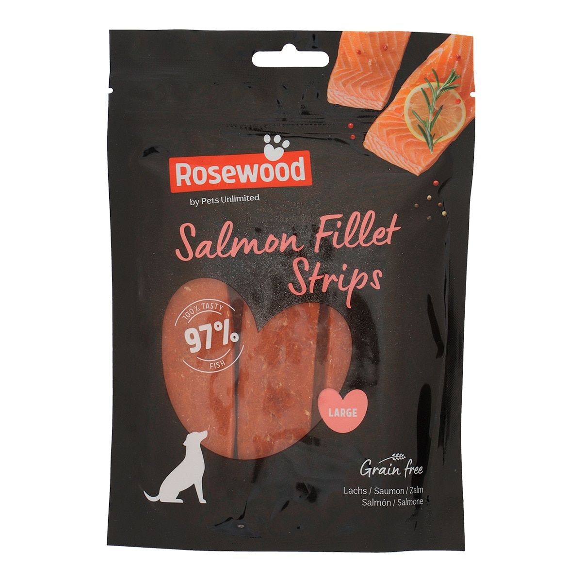 Rosewood - Snack para perros adultos Rosewood filetes de salmón tiras grandes Grain Free 150 g