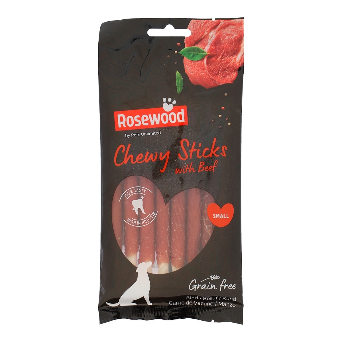 Rosewood - Snack para perros adultos pequeños y medianos Chewy Sticks Rosewood ternera 8 uds.