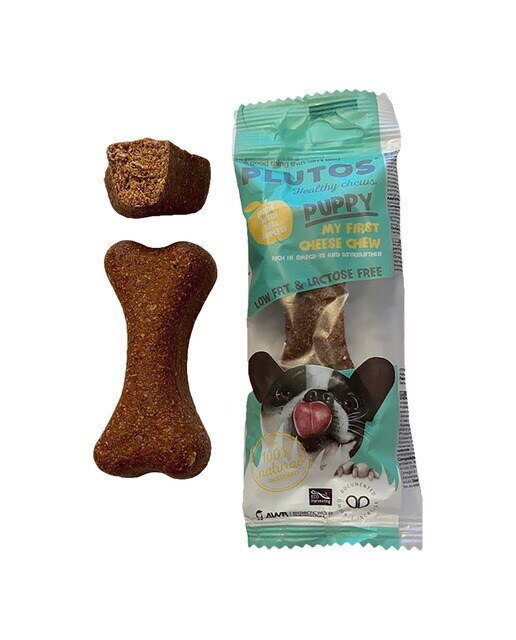 Plutos - Hueso para perros cachorros Plutos manzana, queso y pollo 72 g