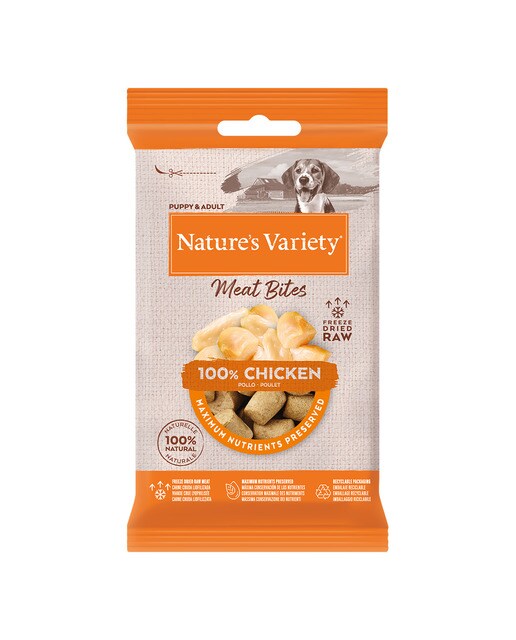 Nature's Variety - Snack para perros cachorros y adultos Nature's Variety Meat Bites pollo liofilizado 20 g