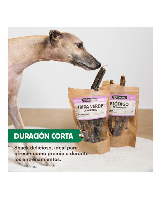 Snack para perros tripa verde de cordero Wild Balance 80 g 4