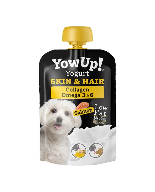Yow Up - Yogur sin lactosa para perros adultos Yow Up piel y pelo salmón 115 g