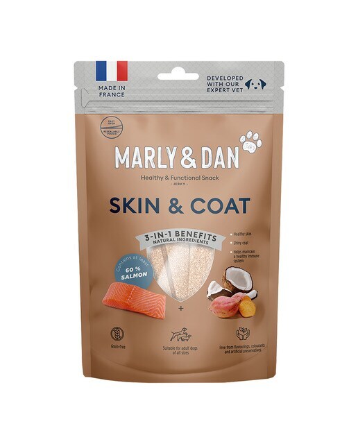 Snack para perros adultos Marly & Dan piel y pelo salmón 80 g