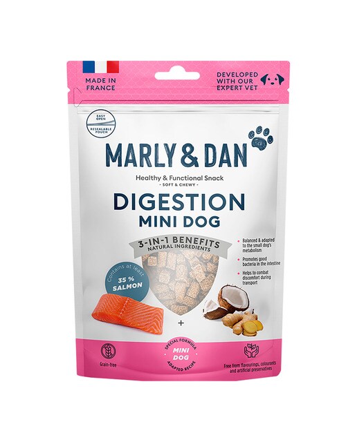 Marly & Dan - Snack para perros adultos minis Marly & Dan digestión salmón 50 g