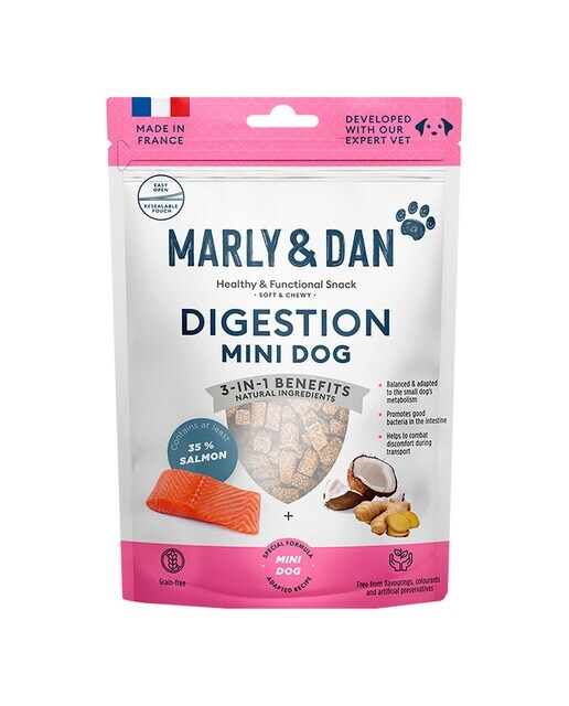 Snack para perros adultos minis Marly & Dan digestión salmón 50 g