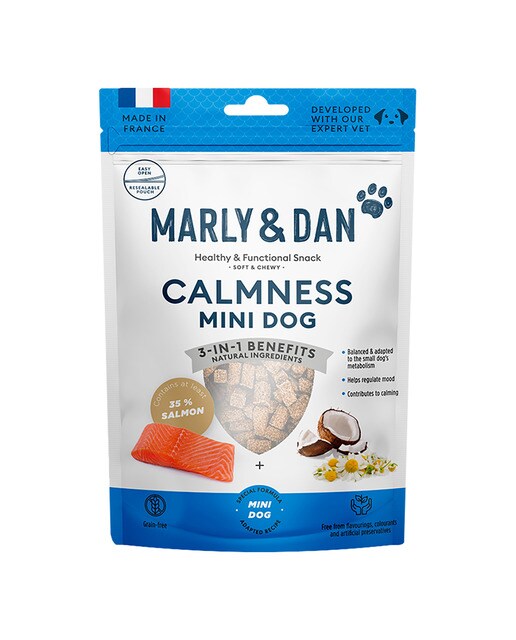 Marly & Dan - Snack para perros adultos minis Marly & Dan efecto calmante salmón 50 g