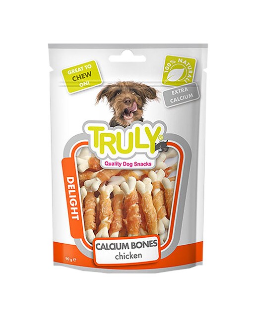 Truly - Huesitos para perros adultos Truly calcio con pollo 90 g