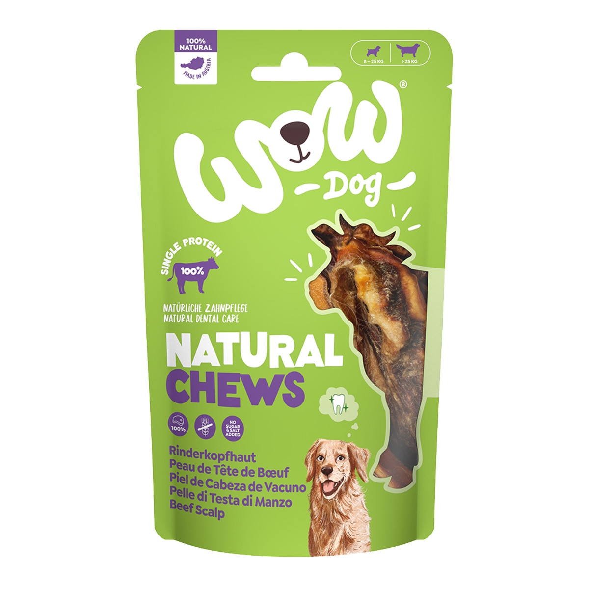Imagen 0 de Snack para perros adultos medianos y grandes Wow Natural Chews piel de cabeza de vacuno 350 g