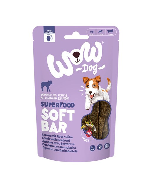 Wow - Snack para perros Wow Superfood tiras cordero con remolacha 150 g