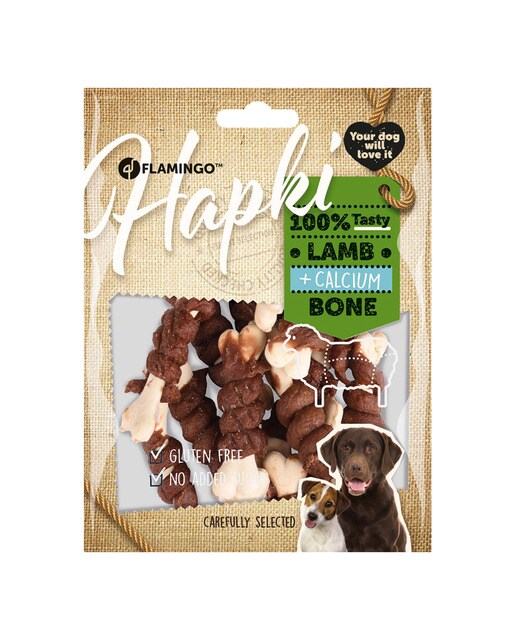Flamingo - Snack para perros Flamingo Hapki huesos de calcio con cordero 13 uds