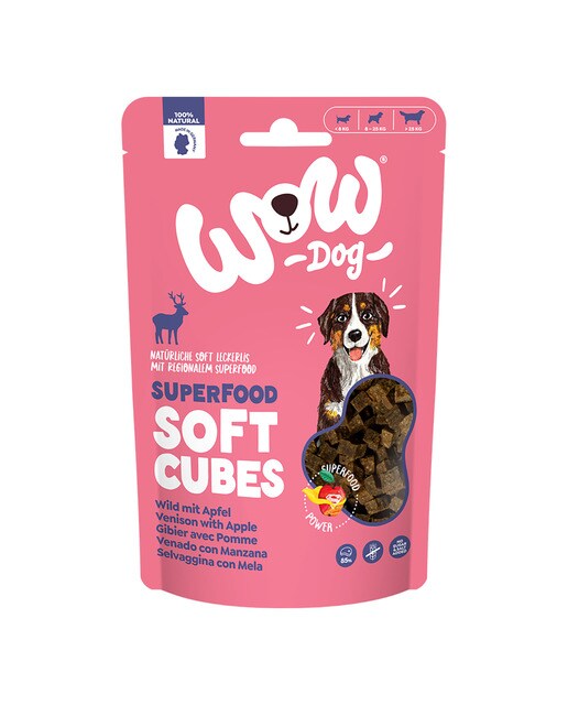 Wow - Snack para perros Wow Superfood cubitos de venado con manzana 150 g
