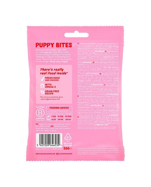 Snack para perros cachorros Edgard & Cooper Bites pato y pollo 50 g 6