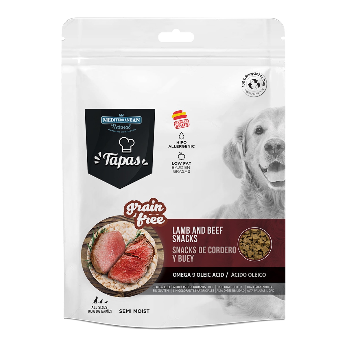 Mediterranean Natural - Snack para perros adultos Mediterranean Natural Tapas cordero y buey grain free 150 g