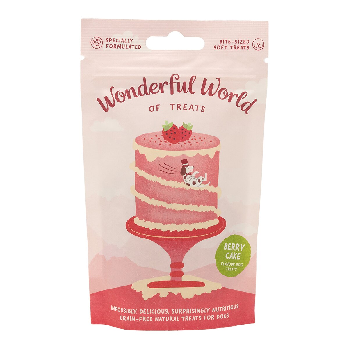 Wonderful World – Snack para perrros adultos y sénior tarta de frutos rojos Wonderful World 50g.