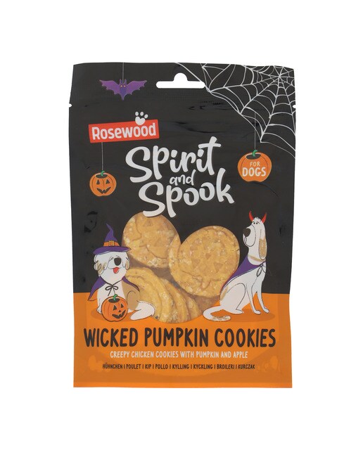 Imagen 0 de Snack para perros adultos galletas pollo y calabaza Rosewood 100 g