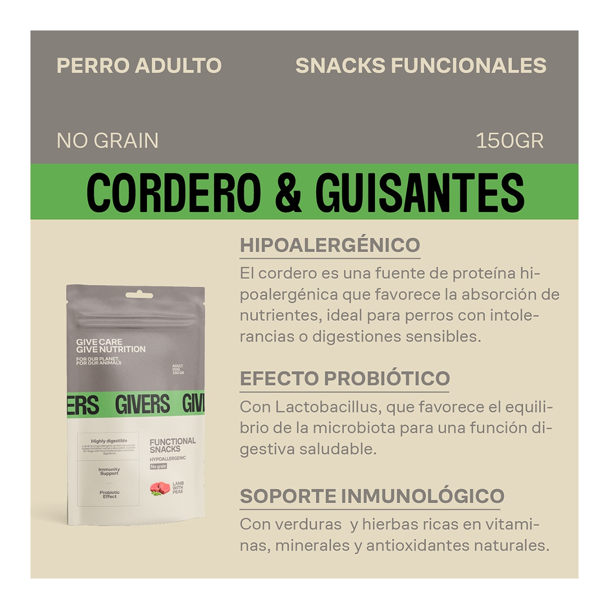 Snacks para perros cachorros Givers salmón con lenteja roja Para 150 gr 2