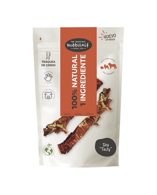 Hobbitalf - Tráquea de cerdo natural para perros adultos Hobbitalf 100 g
