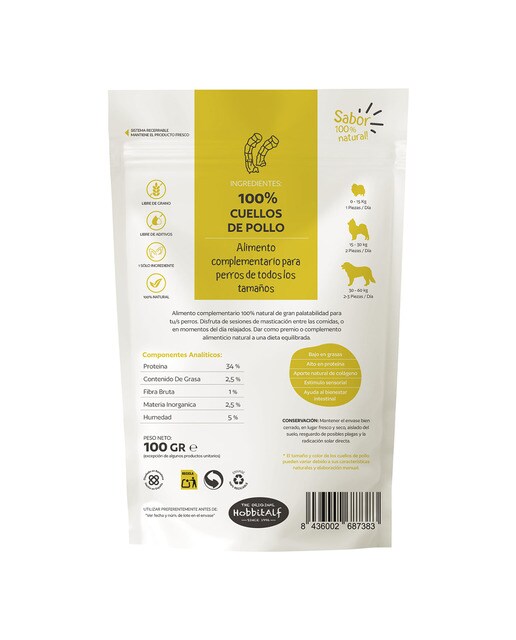 Cuello de pollo natural para perros adultos Hobbitalf 100 g 2