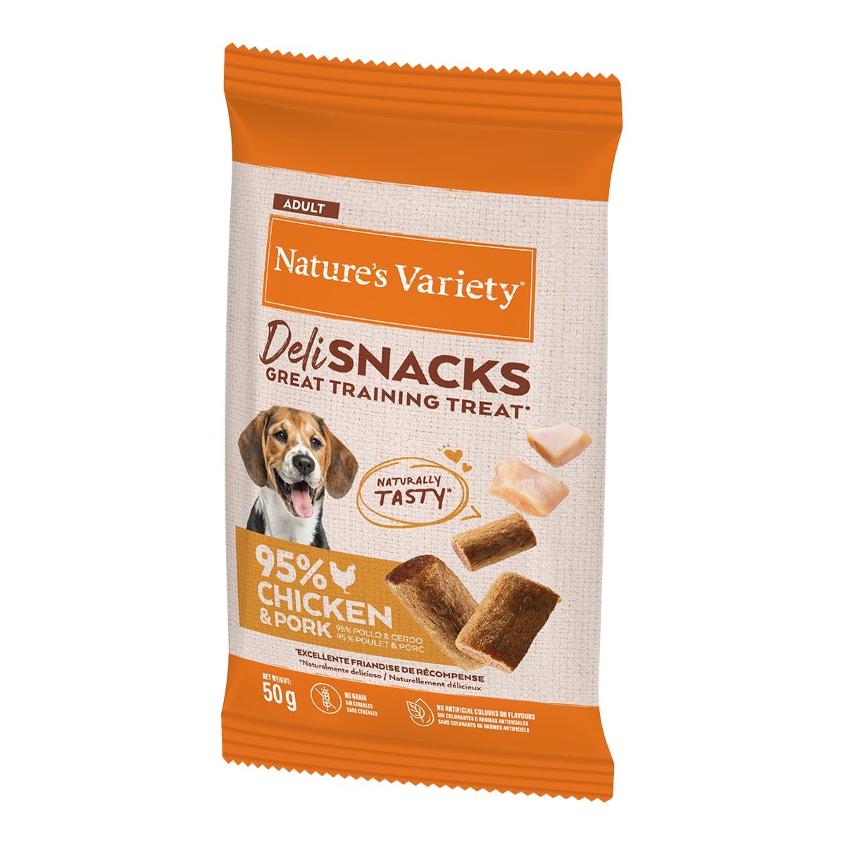 Imagen 0 de Snack para perros adultos Nature's Variety Deli pollo y cerdo 50 g