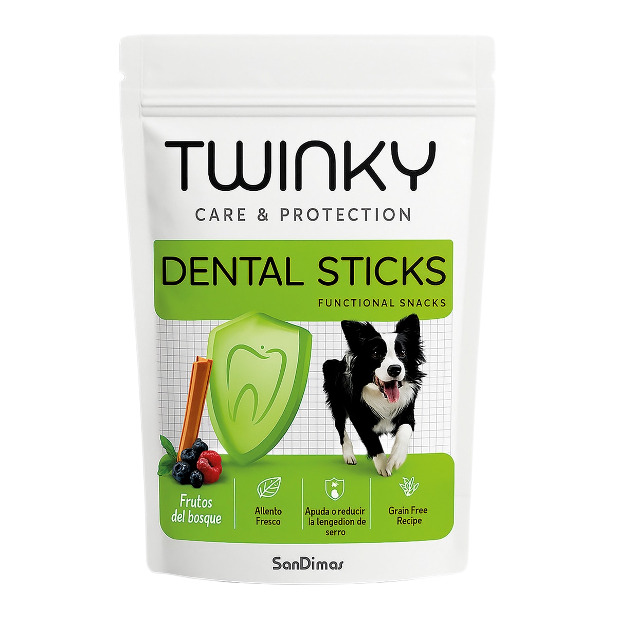 Imagen 0 de Snack dental para perros Twinky frutos del bosque (7 unidades) 180 g