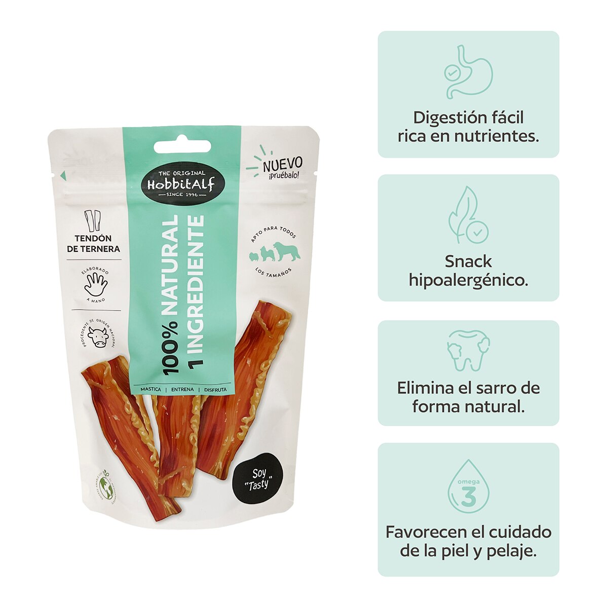 Tendón de ternera natural para perros Hobbitalf 100 g 5