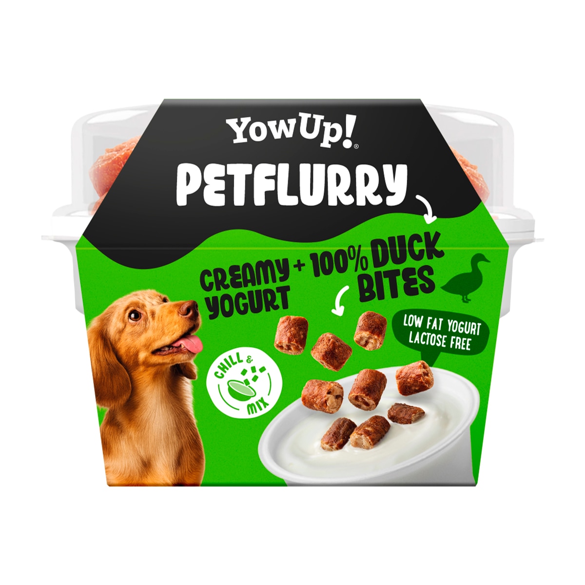 Imagen 0 de Yogur Petflurry con Topping sin lactosa para perros y gatos Yo wup pato 125 g