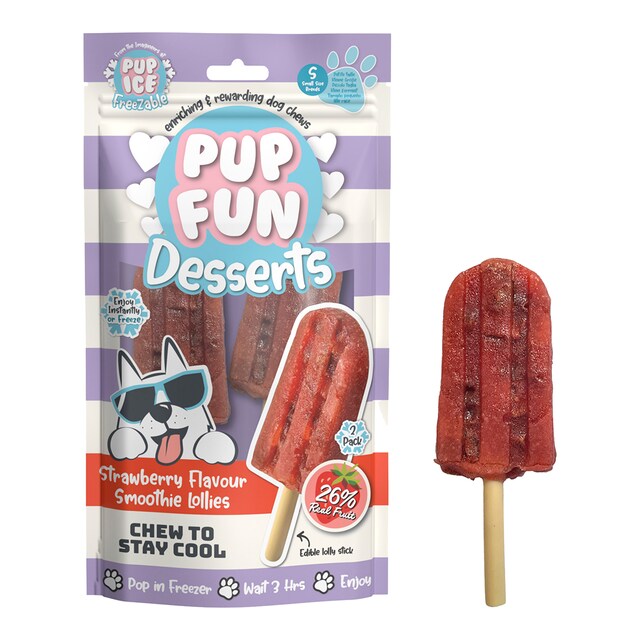 Snack helado para perros adultos pequeños fresa 2 unidades Pup Fun 60g