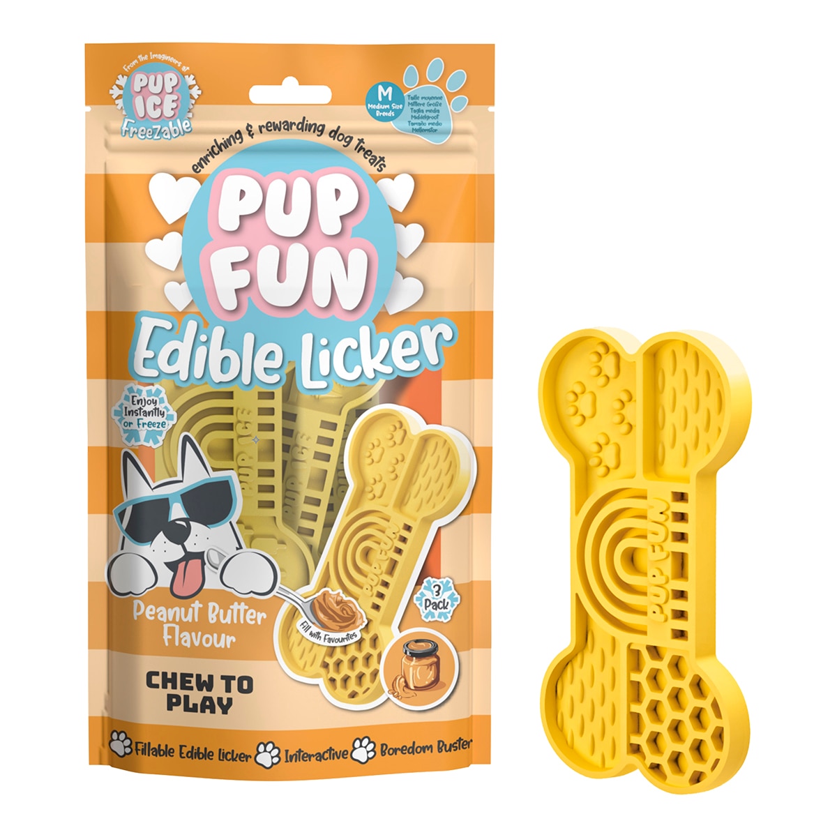 Imagen 1 de Snack para perros adultos medianos manteca de cacahuete 3 unidades Pup Fun 135 g
