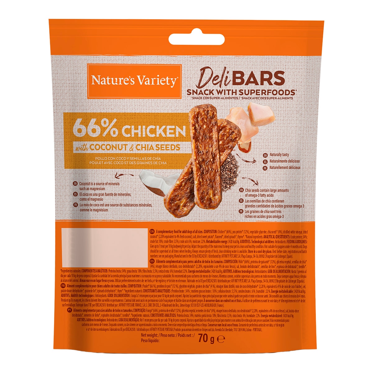 Snack para perros adultos Deli Bars sabor pollo 70g 2