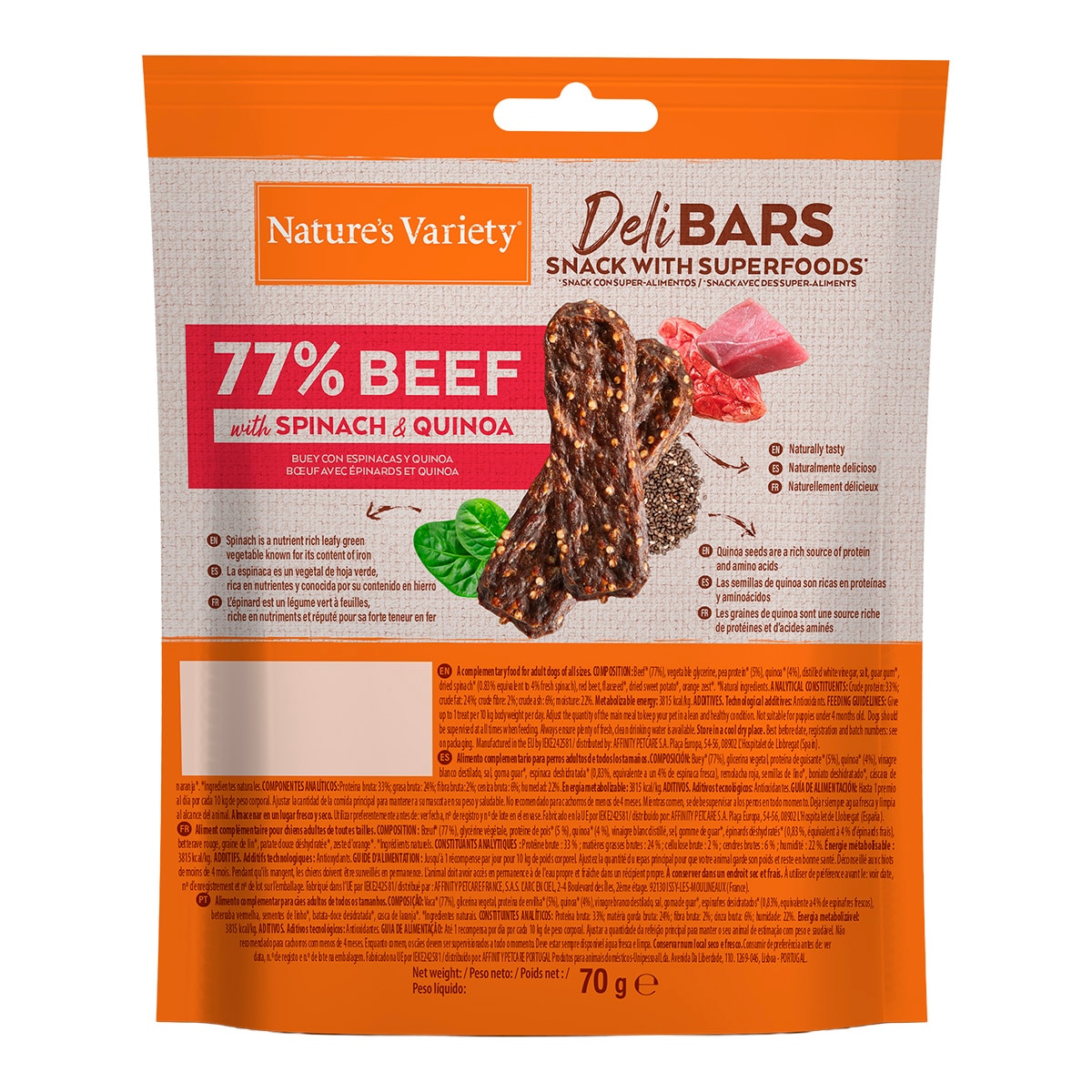 Snack para perros adultos Deli Bars Buey 70g 2