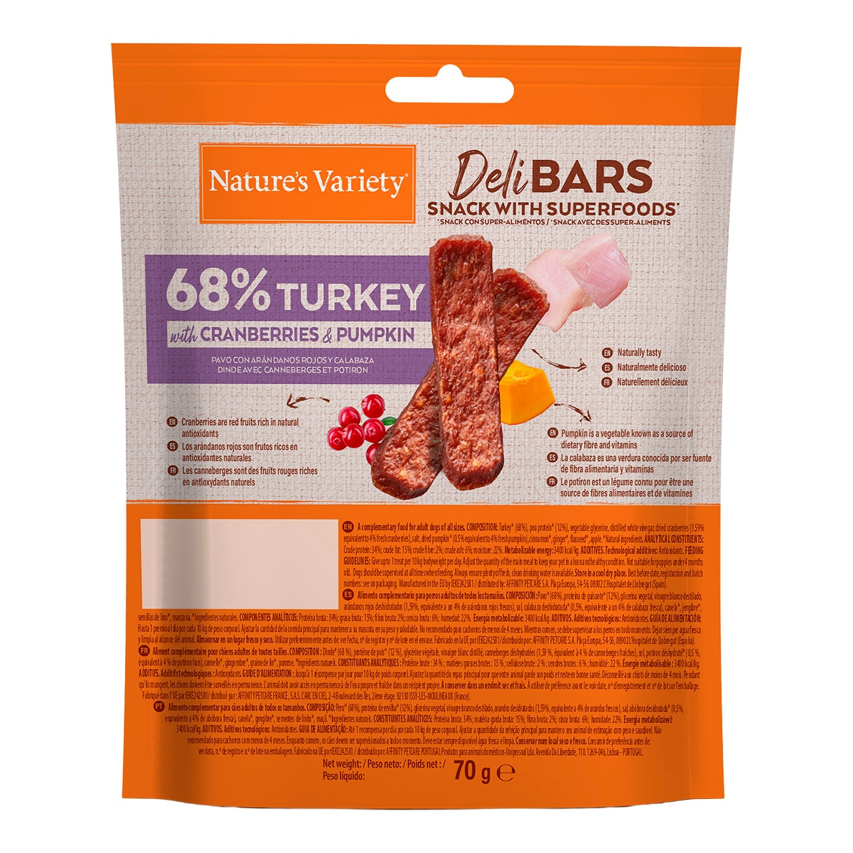 Snack para perros adultos Deli Bars pavo 70g 2