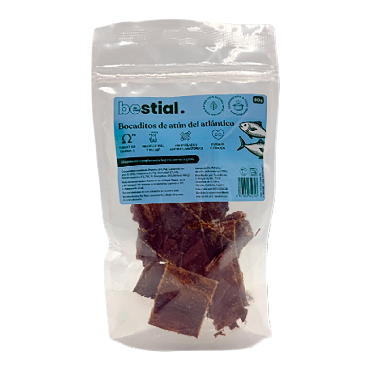 Imagen 0 de Snack para perros y gatos bocaditos de atún Bestial 60 g