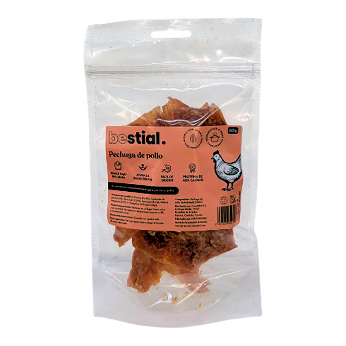 Imagen 0 de Snack para perros y gatos pechuga de pollo Bestial 60 g