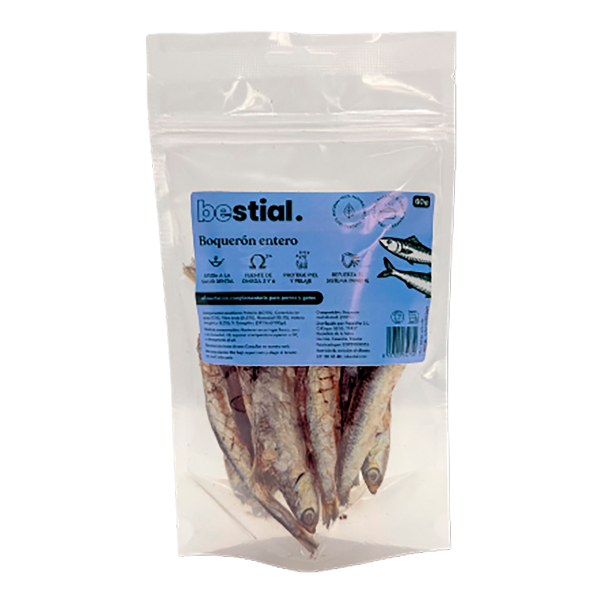 Imagen 0 de Snack para perros y gatos boquerón entero Bestial 60 g
