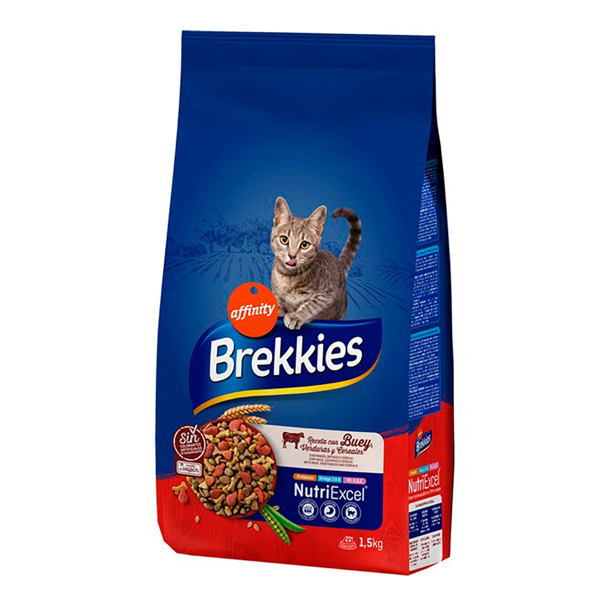 Imagen 1 de Pienso para gatos adultos Brekkies buey verduras y cereales 1,5 kg
