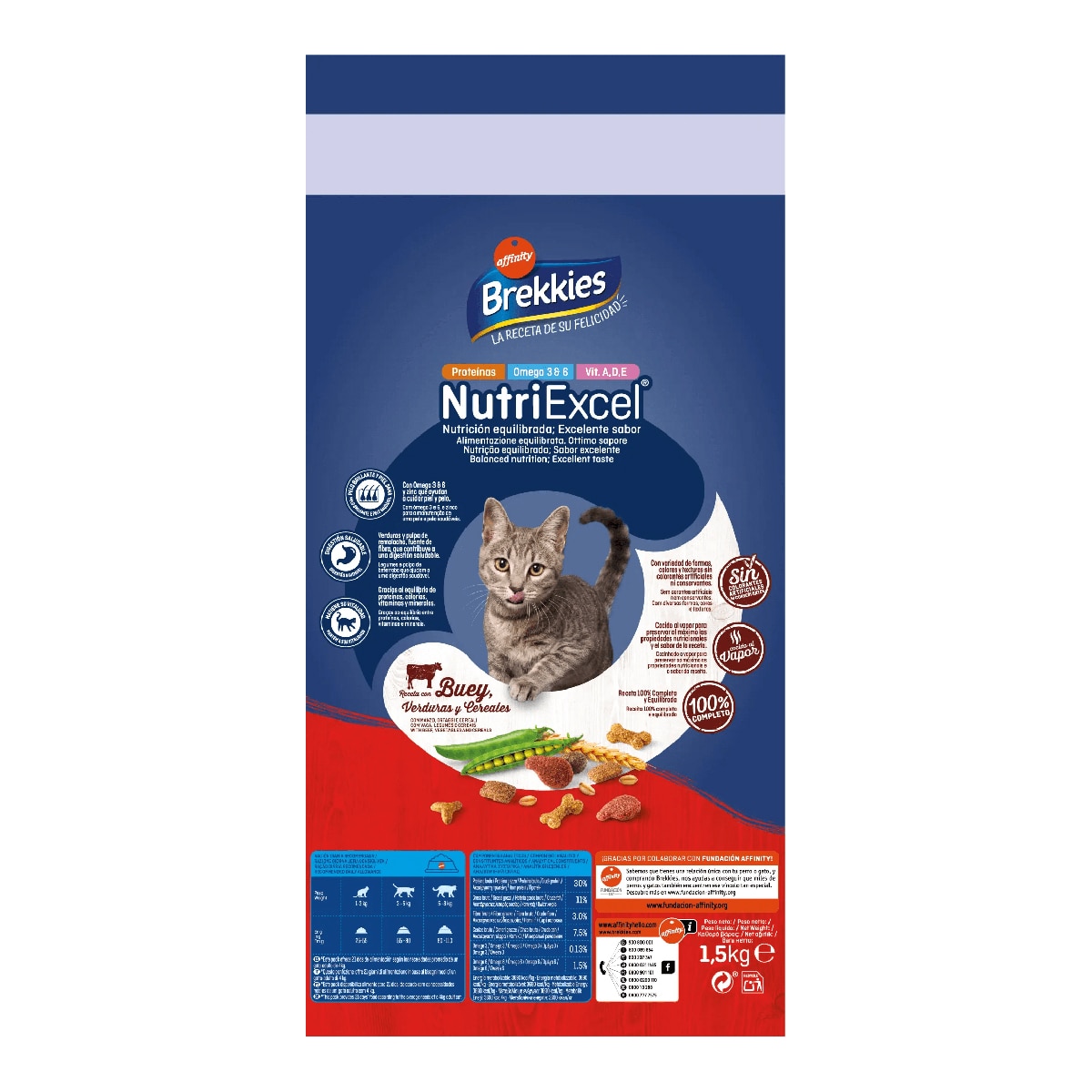 Imagen 2 de Pienso para gatos adultos Brekkies buey verduras y cereales 1,5 kg