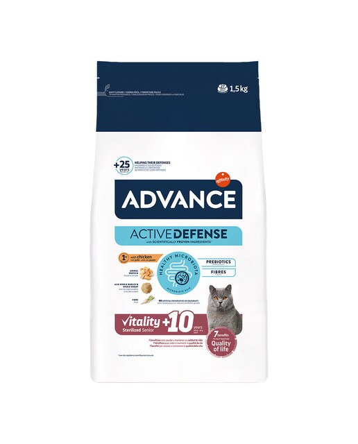Advance - Pienso para gatos sénior esterilizados Advance Sterilized +10 pollo 1,5 kg