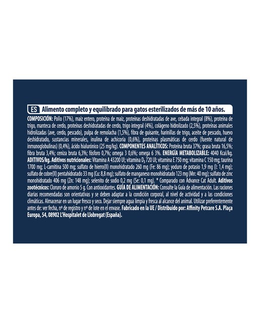 Pienso para gatos sénior esterilizados Advance Sterilized +10 pollo 1,5 kg 3
