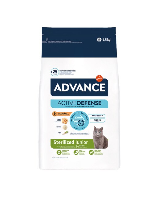 Advance - Pienso para gatos jóvenes esterilizados Advance Sterilized junior pollo y arroz 1,5 kg