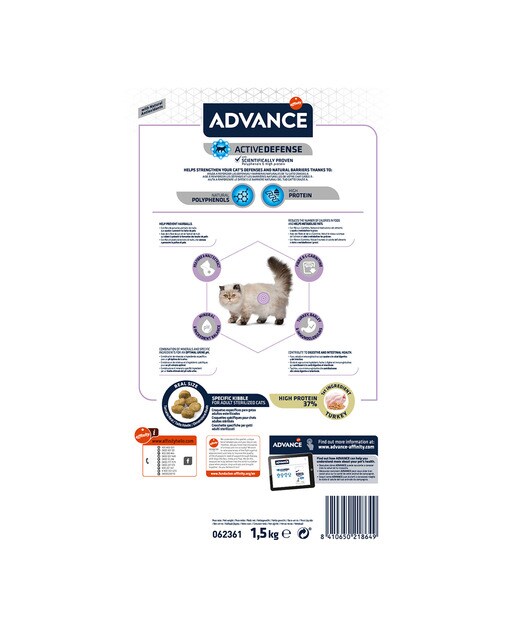 Pienso para gatos esterilizados Advance Sterilized Hairball pavo 4