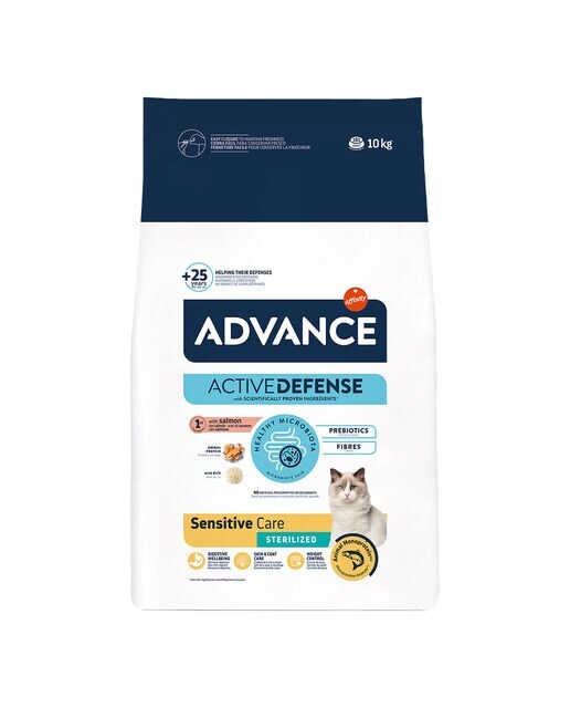 Pienso para gatos adultos Advance Sterilized Sensitive salmón y cebada