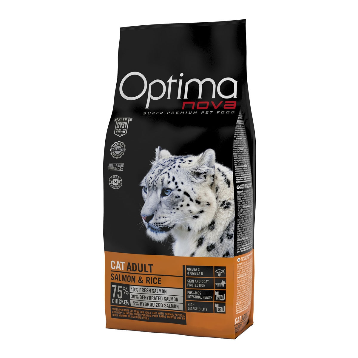 Optima Nova - Pienso para gatos adultos Optima Nova salmón y arroz 2 Kg