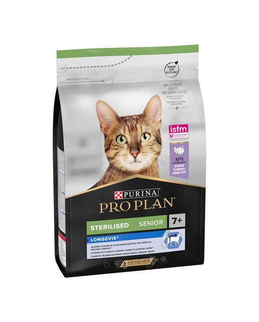 Purina Pro Plan - Pienso para gatos sénior+7 esterilizados Purina Pro Plan Longevis pavo 3 kg