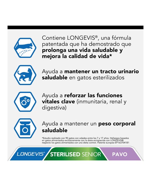 Pienso para gatos sénior+7 esterilizados Purina Pro Plan Longevis pavo 3 kg 6