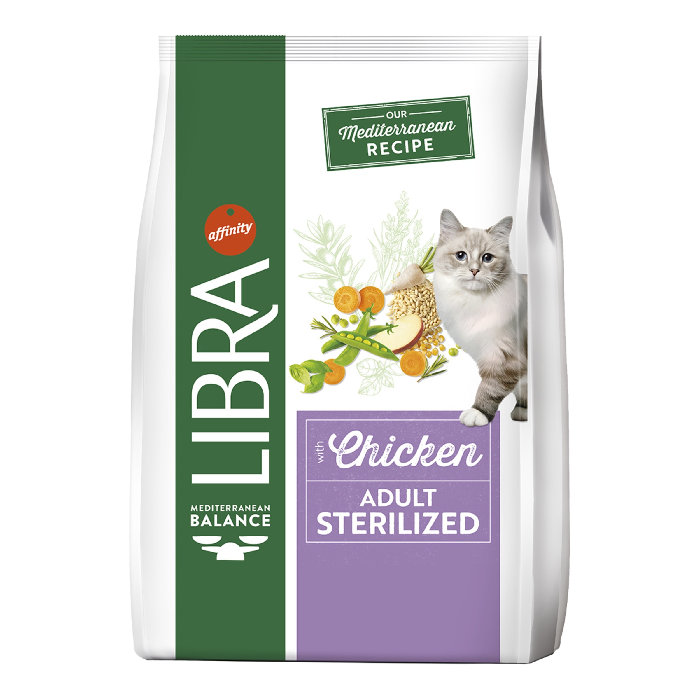 Libra - Pienso para gatos adultos esterilizados Libra pollo y cebada.