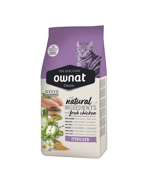 Pienso para gatos esterilizados Ownat Classic pollo