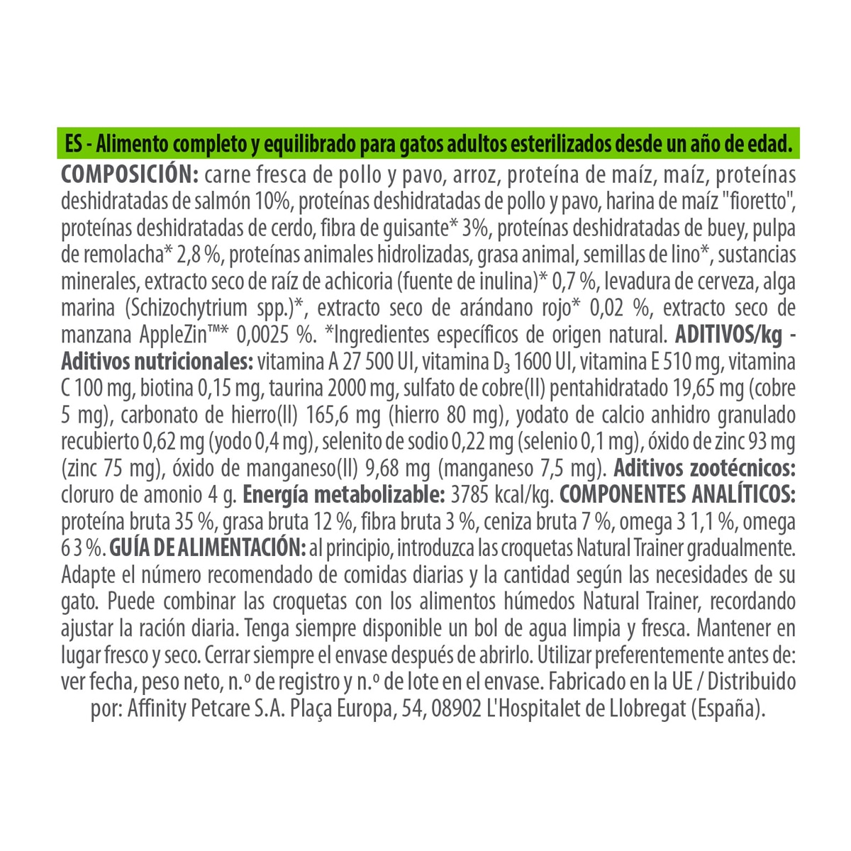 Pienso para gatos adultos esterilizados Natural Trainer salmón 3 kg 3